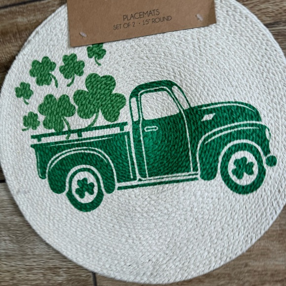 SoHo Living St. Patrick's Day Placemats set of 2 Farmhouse Green Table Decor - Picture 2 of 9
